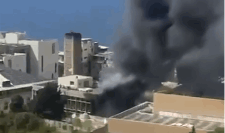 بالفيديو.. اندلاع حريق في الجامعة الأميركية‬⁩ في بيروت